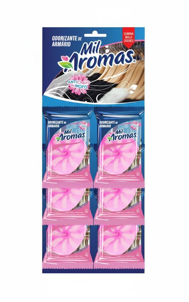 ODORIZANTE DE ARMÁRIO MIL AROMAS TRADICIONAL CAIXA COM 12 CARTELAS - 12x6x25g