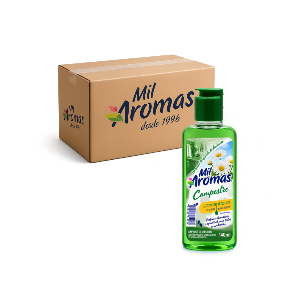 Limpador Perfumado Mil Aromas Campestre - Concentrado 140ml Caixa com 24 uni