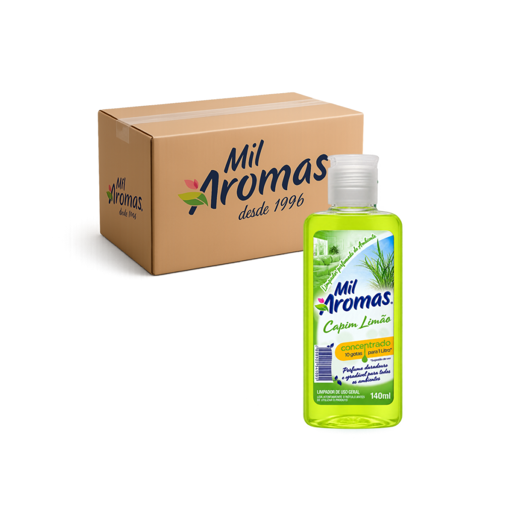 Limpador Perfumado Mil Aromas Capim Limão - Concentrado 140ml Caixa com 24 uni