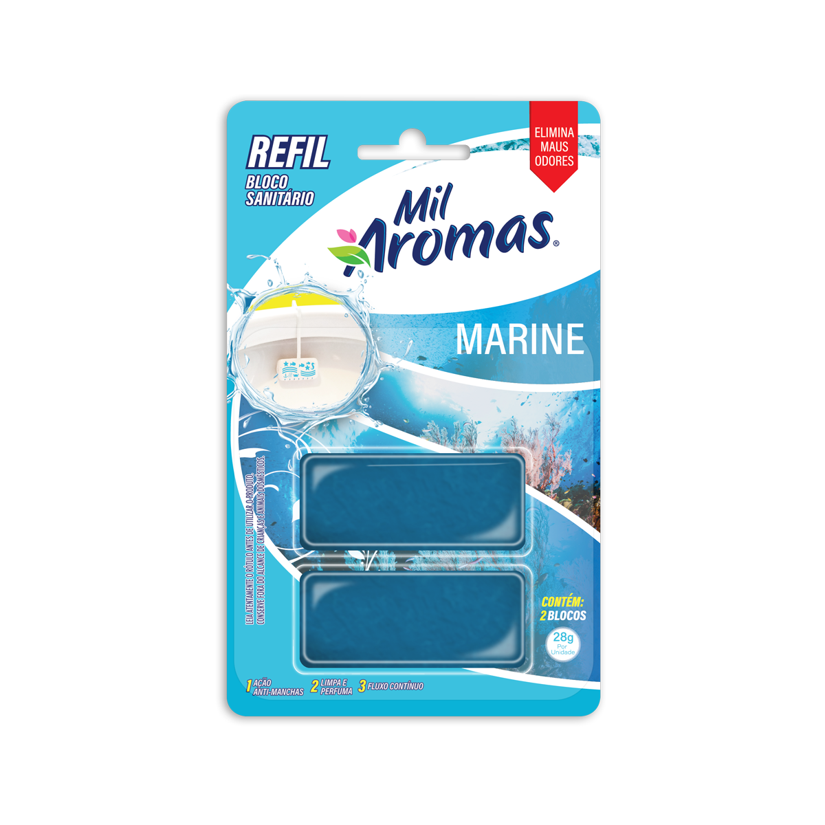 Bloco Sanitario Mil Aromas Refil 28g ( Blister ) Marine