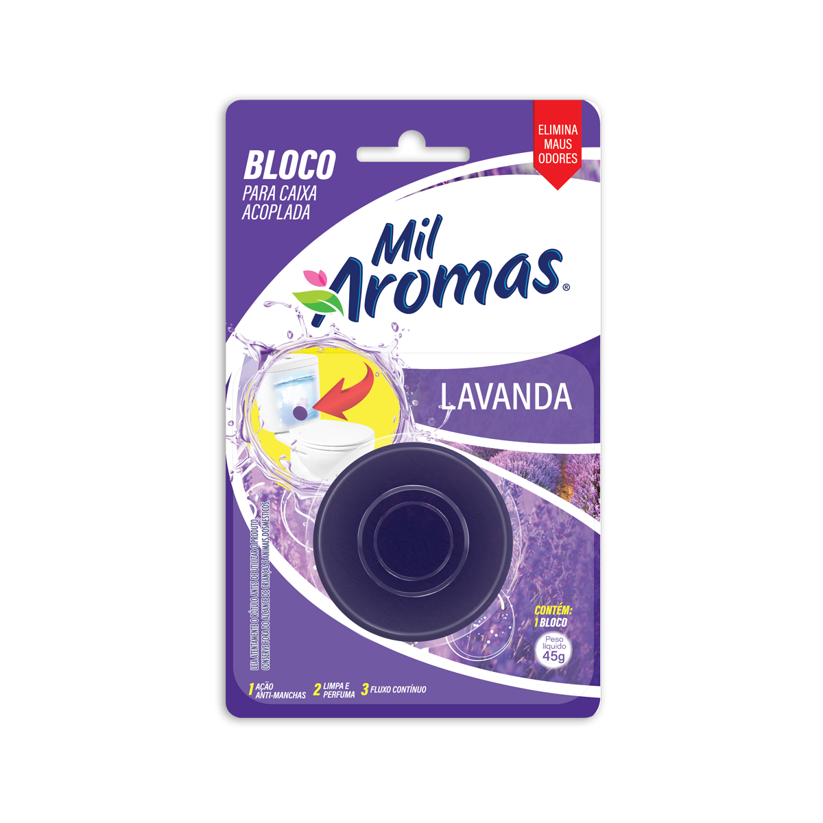 Bloco Sanitario Mil Aromas para Caixa Acoplado 45g Lavanda