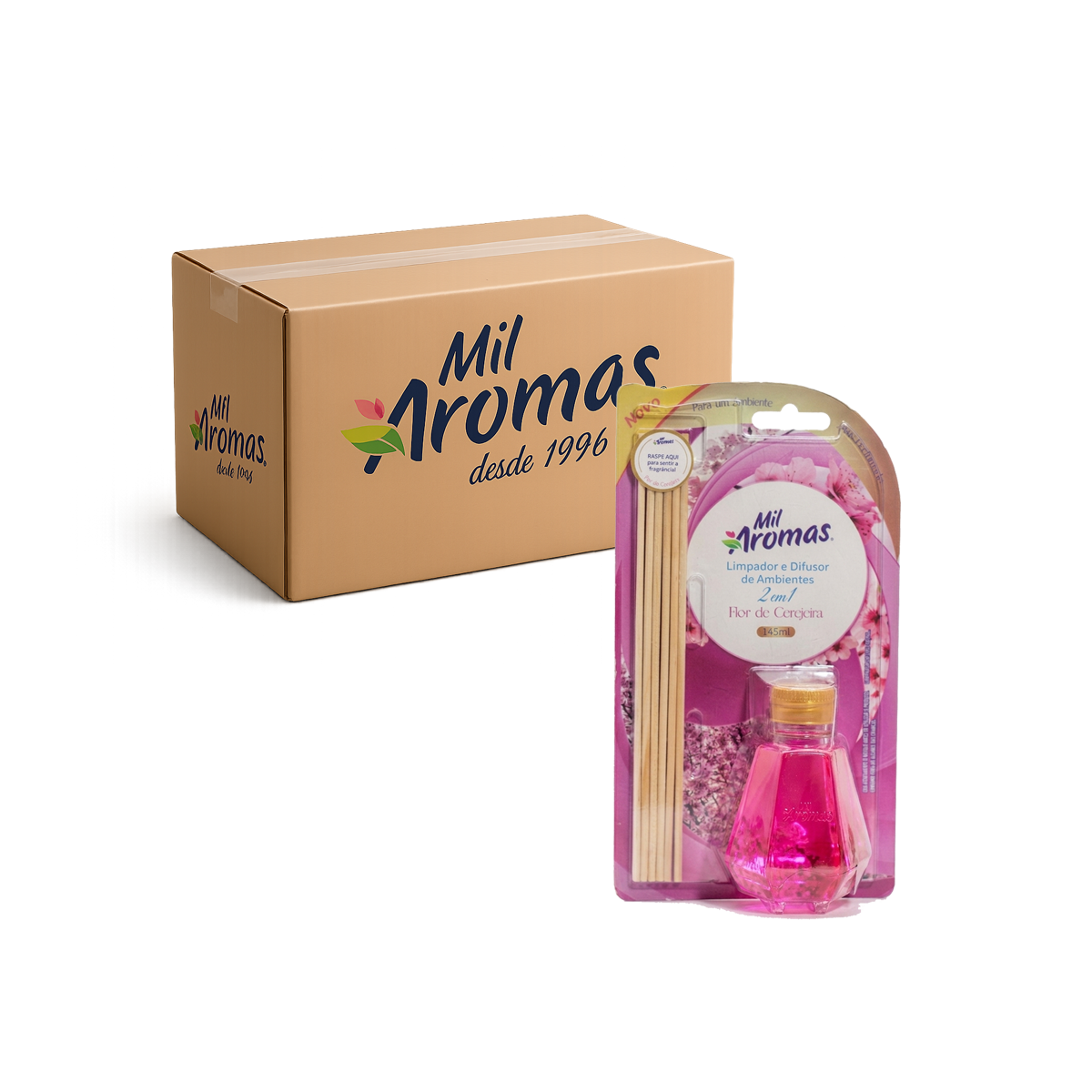 Limpador E Difusor De Ambientes Mil Aromas Flor De Cerejeira 12x145ml (Blister)