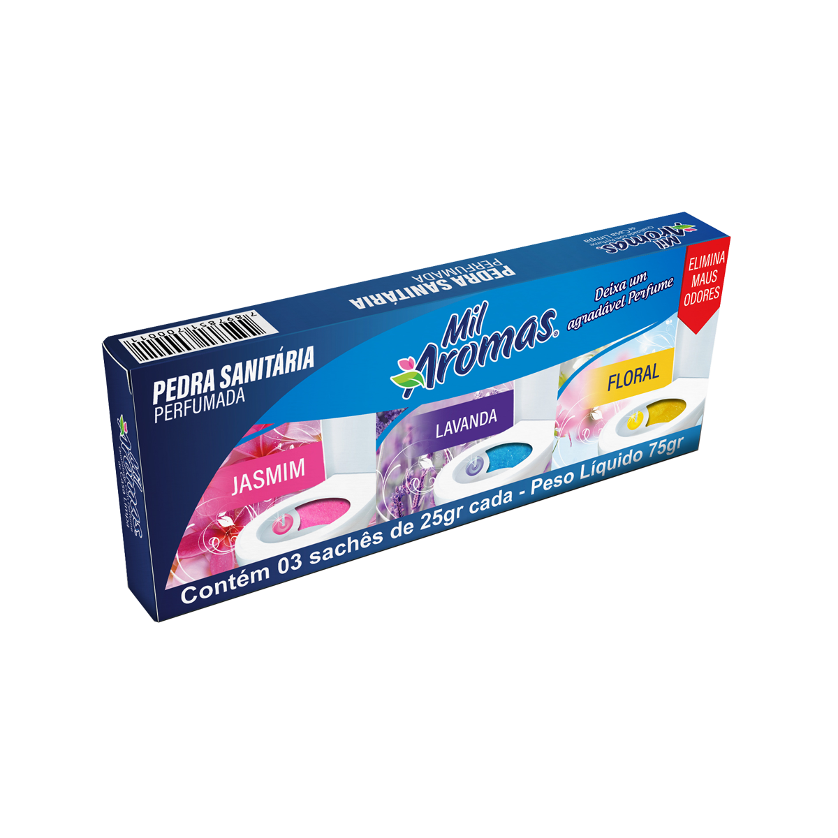 Pedra Sanitária Mil Aromas Cartucho com 3un de 25g