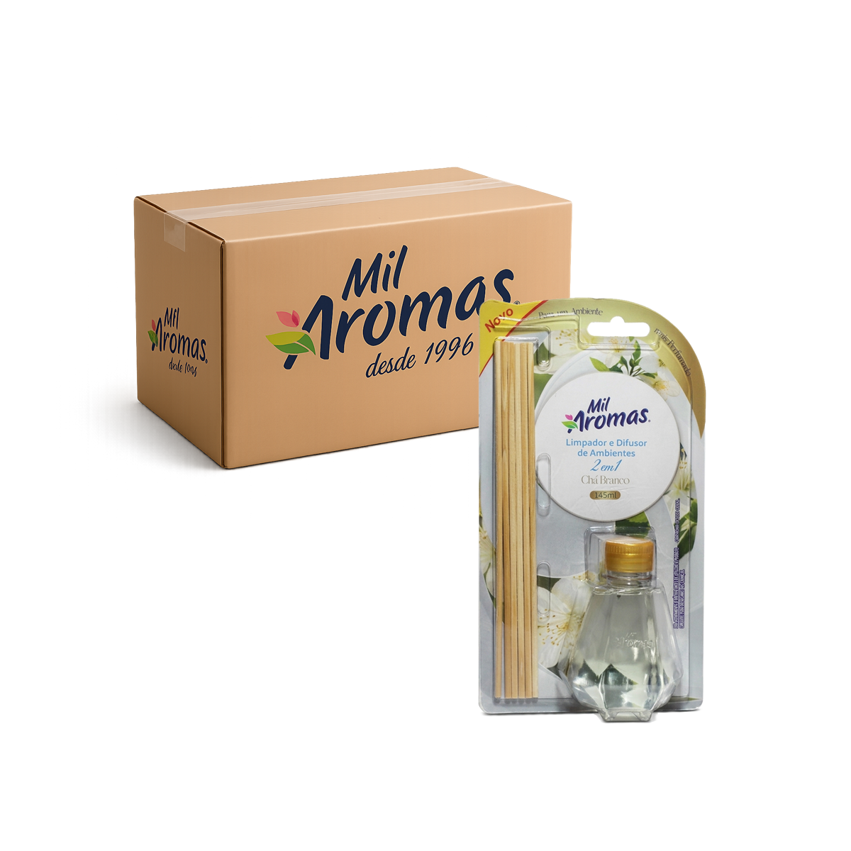 Limpador E Difusor De Ambientes Mil Aromas Chá Branco 12x145ml (Blister)