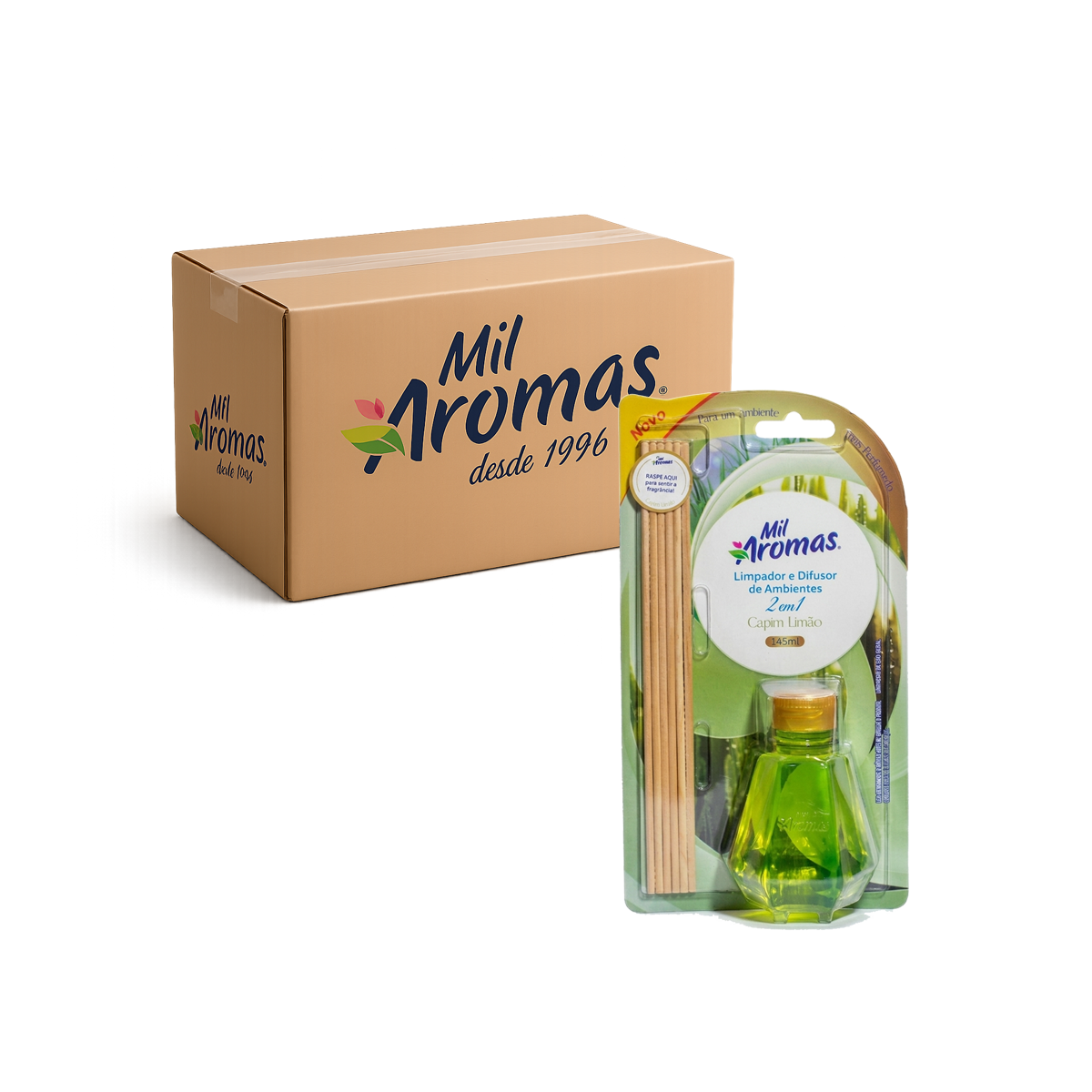 Limpador E Difusor De Ambientes Mil Aromas Capim Limão Cx 12x145ml (Blister)