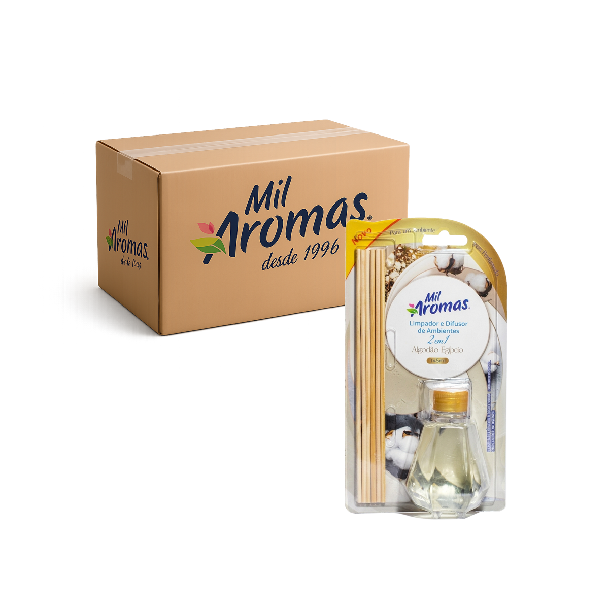 Limpador E Difusor De Ambientes Mil Aromas Algodão Egipcio 12x145ml (Blister)