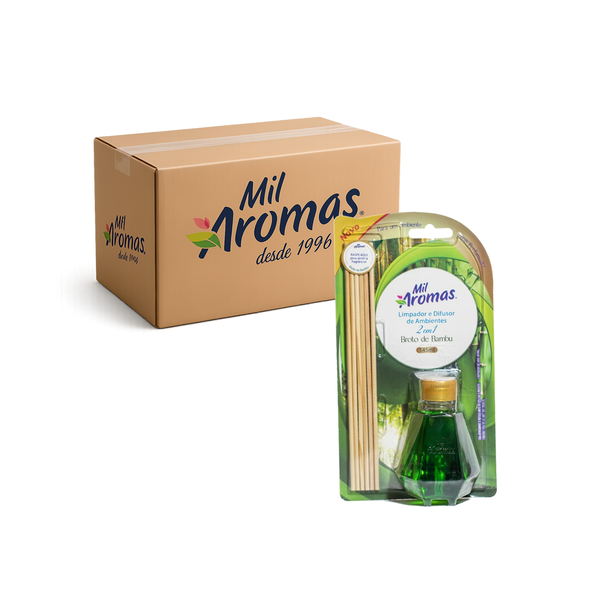Limpador E Difusor De Ambientes Mil Aromas Broto De Bamboo 12x145ml (Blister)