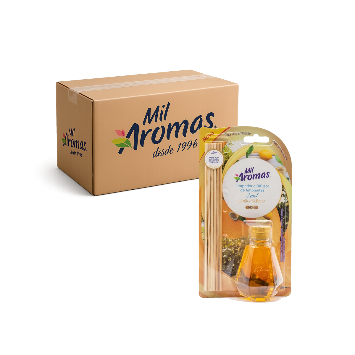 Limpador E Difusor De Ambientes Mil Aromas Limão Siciliano 12x145ml (Blister)