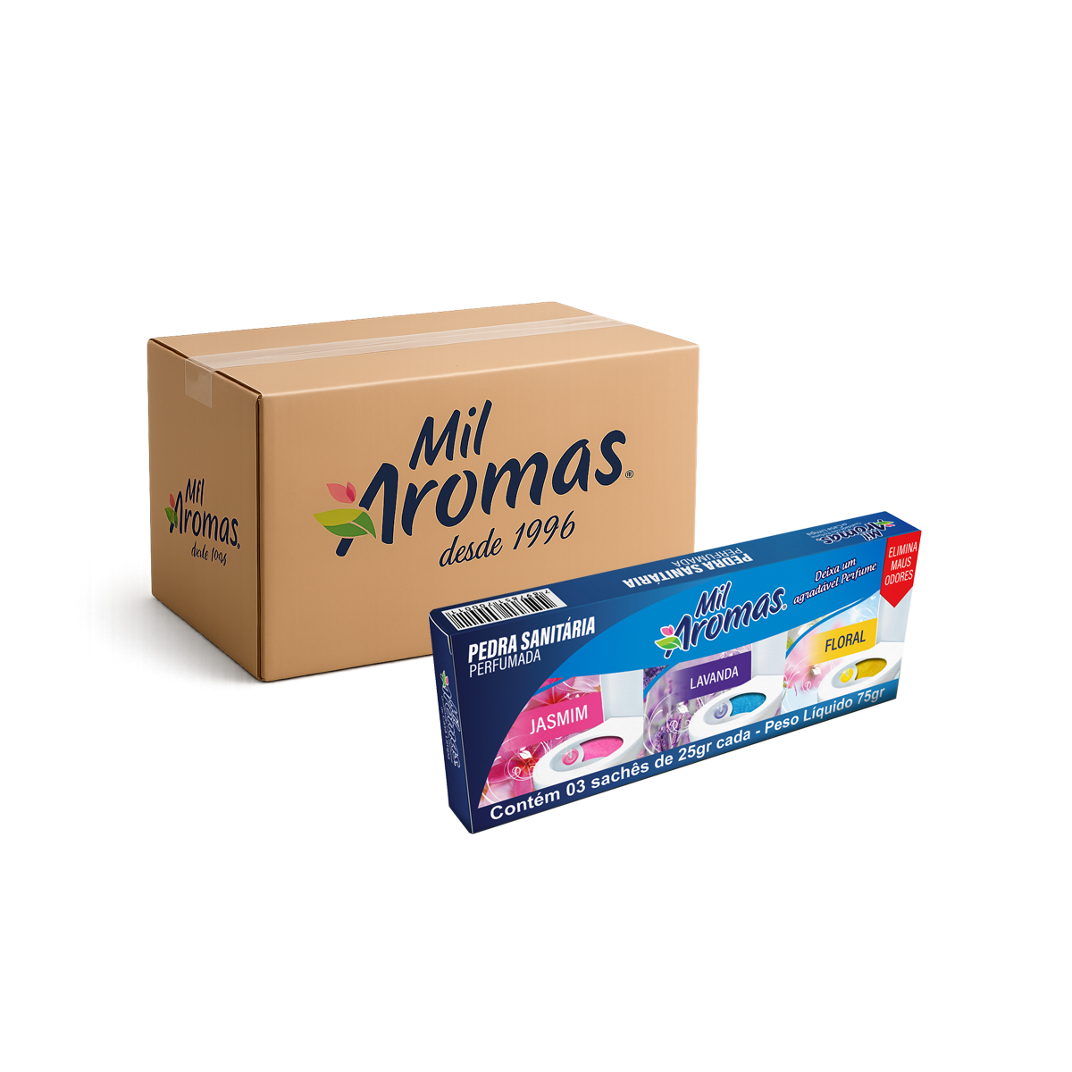 Pedra Sanitária Mil Aromas (Cartucho Com 3 Unidades) Cx 48x3x25g