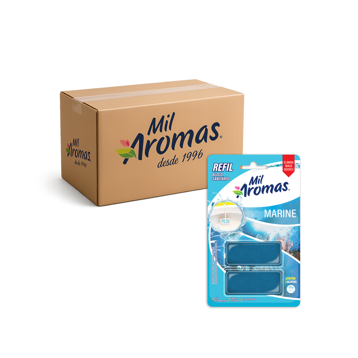 Bloco Sanitário Refil Mil Aromas Marine Cx 24x56g (Blister)