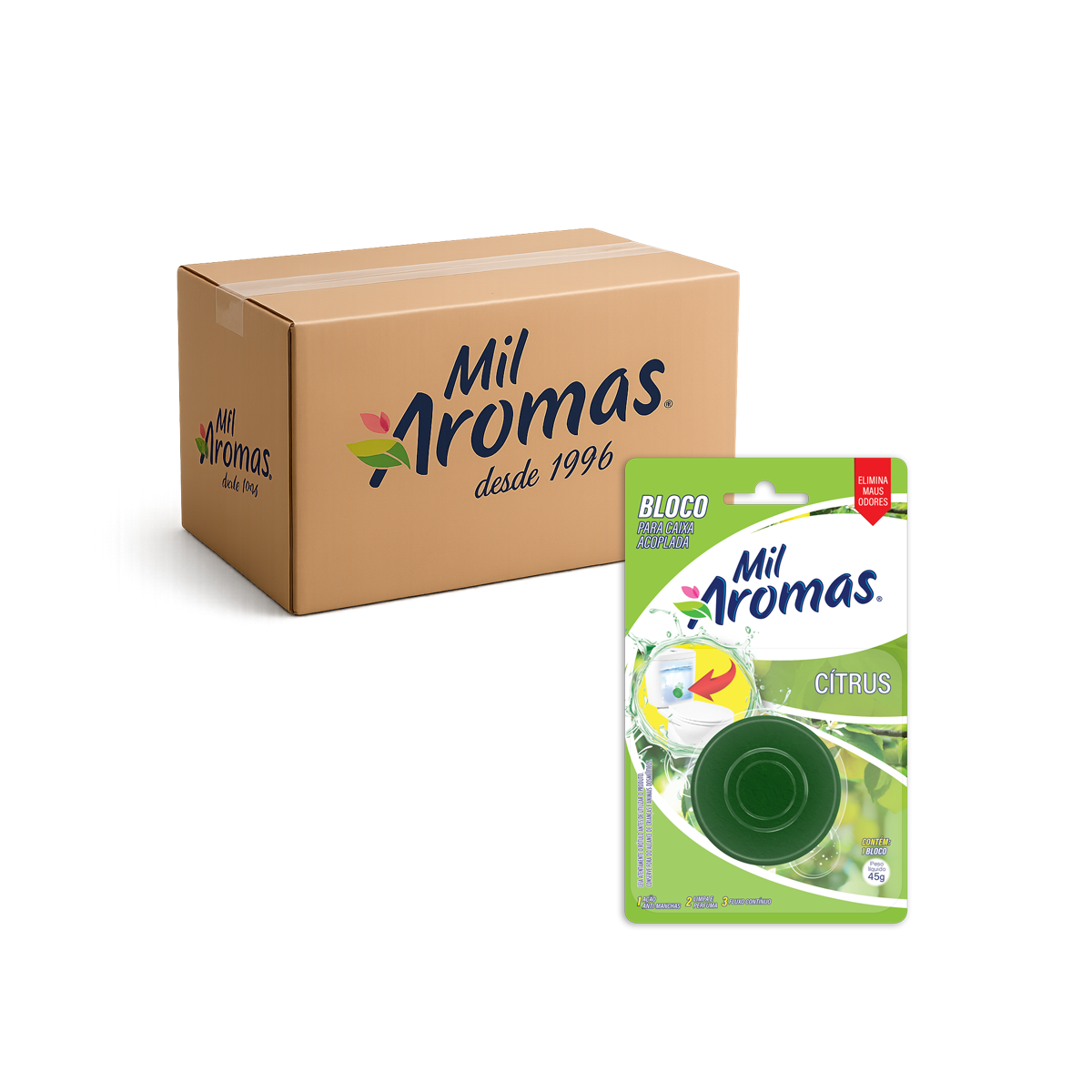 Bloco Sanitário Para Caixa Acoplada Mil Aromas Citrus Cx 24x45g (Blister)