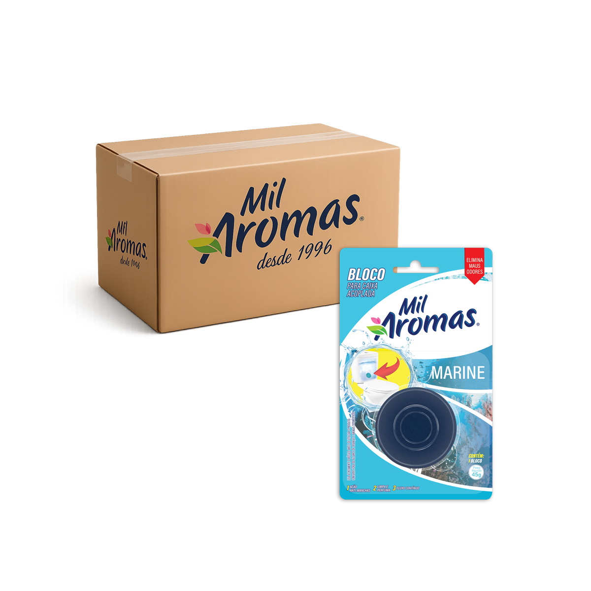 Bloco Sanitário Para Caixa Acoplada Mil Aromas Marine Cx 24x45g (Blister)