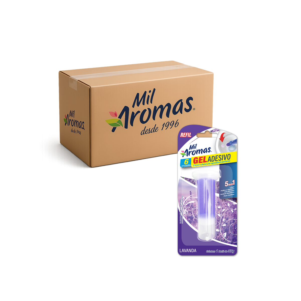 Gel Sanitário Refil 6 Aplicações Mil Aromas Lavanda Cx 24x37g (Blister)